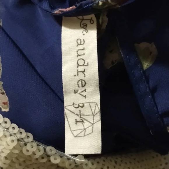 Audrey 3+1 Bird Tank in Blue Size Medium Maximalist Sheer Sequins Summer - Picture 7 of 8